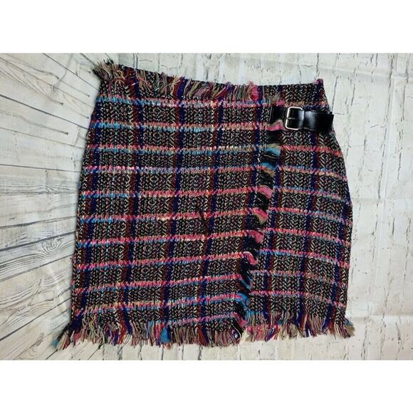 ASOS Dresses & Skirts - ASOS skirt womens size 8 multi‎ colored Tweed mini Pencil buckle side clasp